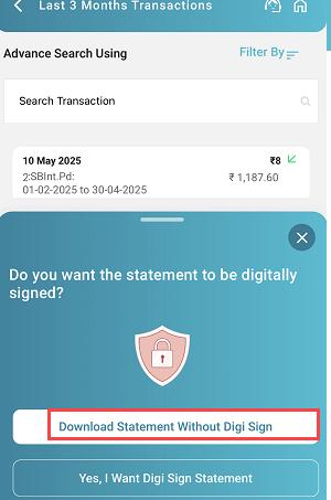Download Bank of India Last 3 Months Statement from Mobile Banking