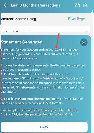 Download Bank of India Last 3 Months Statement from Mobile Banking