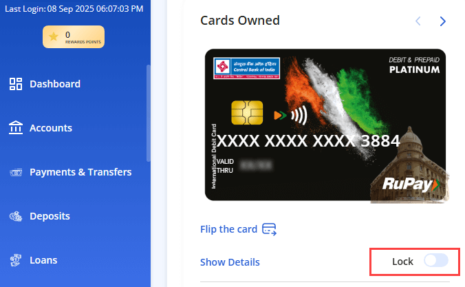 How to Lock and Unlock Your Central Bank of India ATM Debit Card Online
