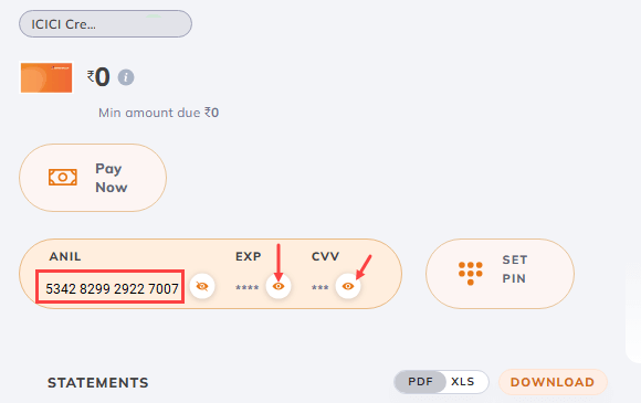  View ICICI Credit Card Number, CVV, and Expiry Date Online