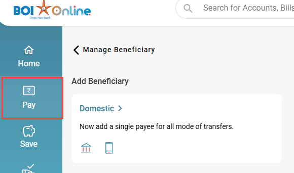Add a Beneficiary in BOI Net Banking